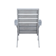 Linon Rey Sturdy Acacia Wood Outdoor Slat Back Chair With Cushion in Gray Finish