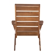 Linon Rey Acacia Wood Outdoor Slat Back Chair with Cushion in Brown Finish