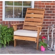 Linon Rey Acacia Wood Outdoor Slat Back Chair with Cushion in Brown Finish