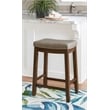 Linon Claridge Counter Stool Gray Woven Padded Seat Wood Frame in Rustic Brown