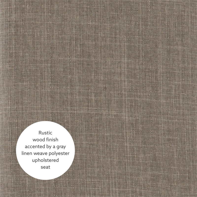 Linon Claridge Bar Stool Gray Woven Padded Seat Wood Frame in Rustic Brown