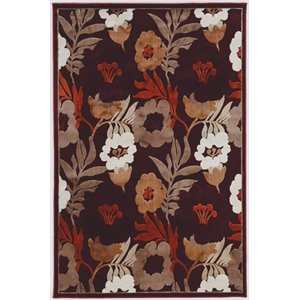 linon juncture floral rug in brown and red