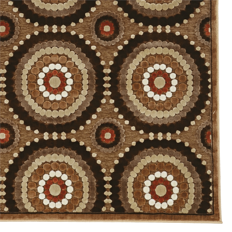 Linon Juncture Cylinders Power Loomed Chenille Polyester 8'x10' Rug in Brown