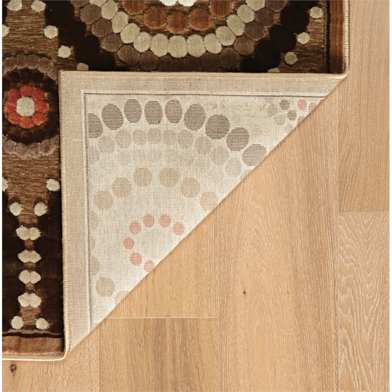 Linon Juncture Cylinders Power Loomed Chenille Polyester 8'x10' Rug in Brown