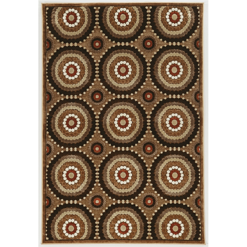 Linon Juncture Cylinders Power Loomed Chenille Polyester 8'x10' Rug in Brown