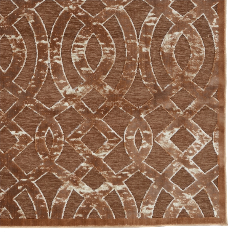 Linon Juncture Trellis Power Loomed Chenille Polyester 5'x8' Rug in Brown