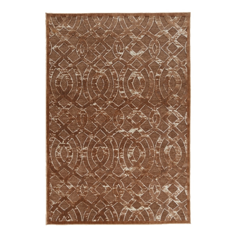 Linon Juncture Trellis Power Loomed Chenille Polyester 5'x8' Rug in Brown