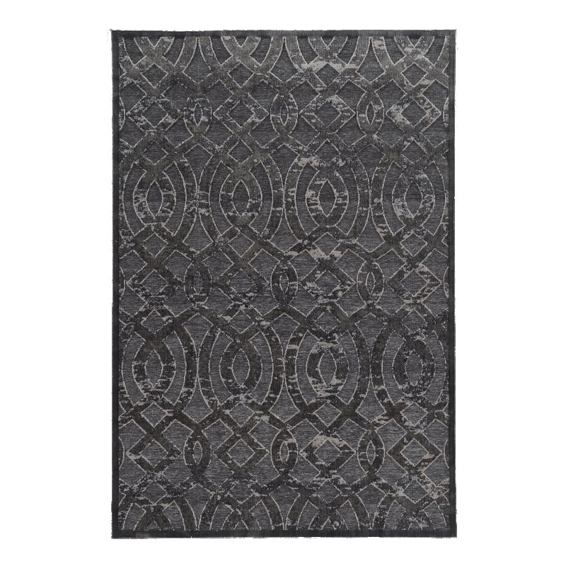 Linon Juncture Trellis Power Loomed Chenille Polyester 8'x10' Rug in Blue