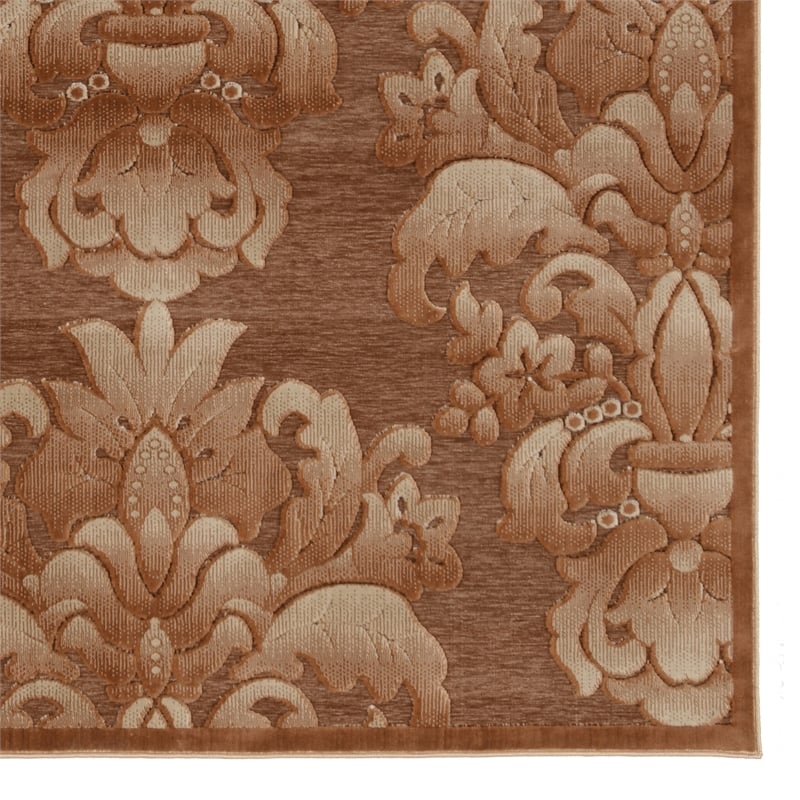 Linon Juncture Medallions Power Loomed Chenille Polyester 8'x10' Rug in Brown