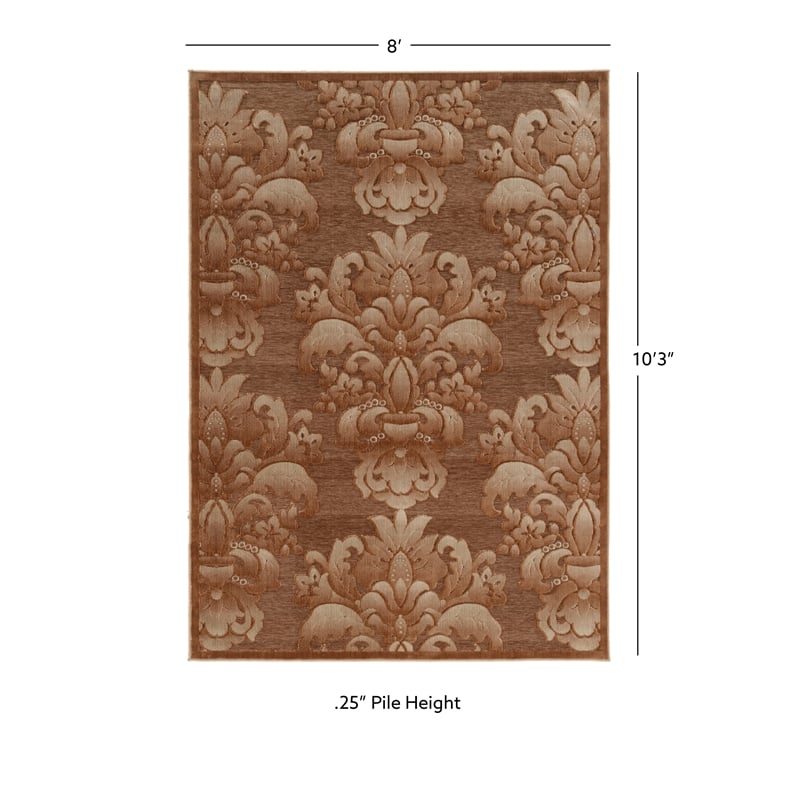 Linon Juncture Medallions Power Loomed Chenille Polyester 8'x10' Rug in Brown