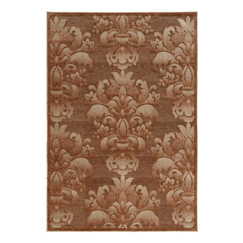 Linon Juncture Medallions Power Loomed Chenille Polyester 8'x10' Rug in Brown