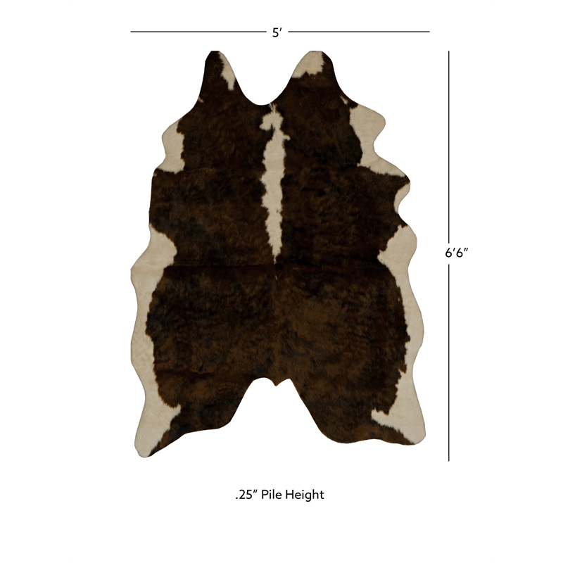Linon Faux Hide Polyester Ex Brindle Cowhide Area Rug in Brown