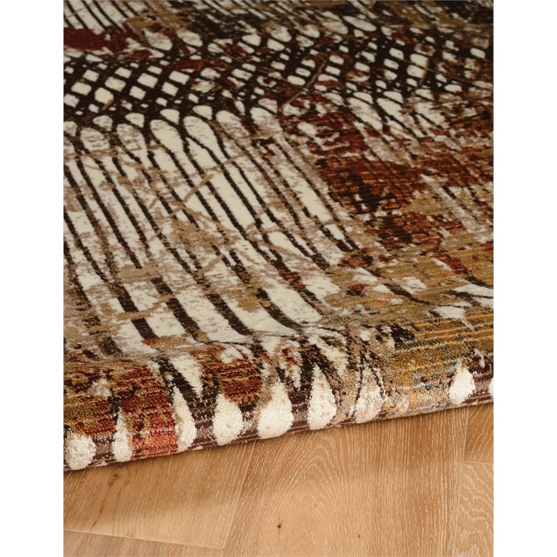 Linon Emporium Fence Power Loomed Polypropylene 5'x8' Rug in Beige