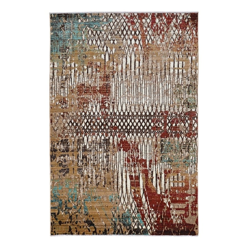Linon Emporium Fence Power Loomed Polypropylene 5'x8' Rug in Beige