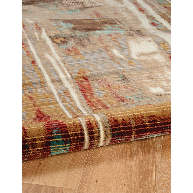 Linon Emporium Autumn Power Loomed Polypropylene 8'x11' Rug in Beige