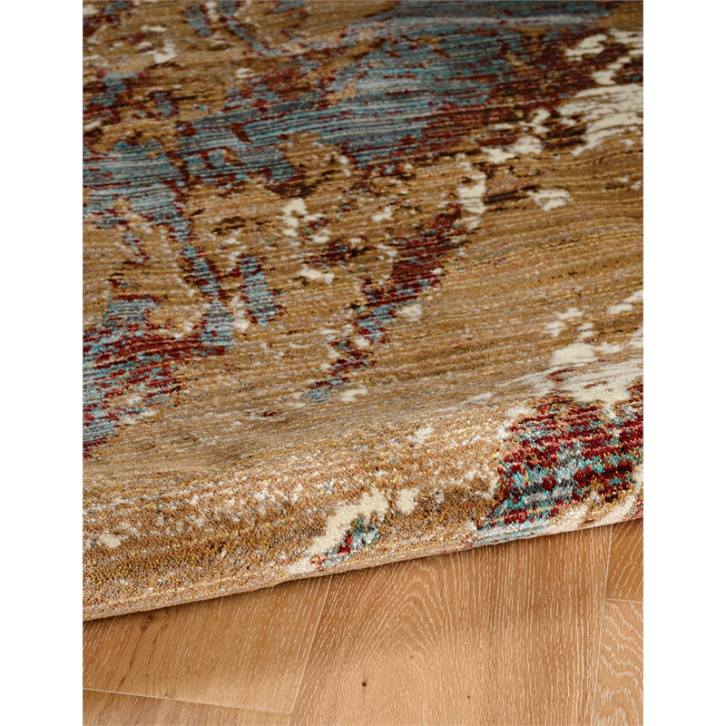 Linon Emporium Marble Power Loomed Polypropylene 3'x5' Rug in Blue