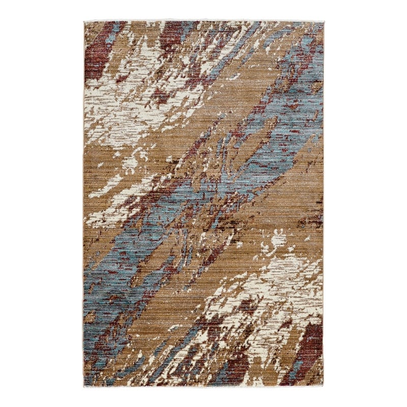 Linon Emporium Marble Power Loomed Polypropylene 3'x5' Rug in Blue