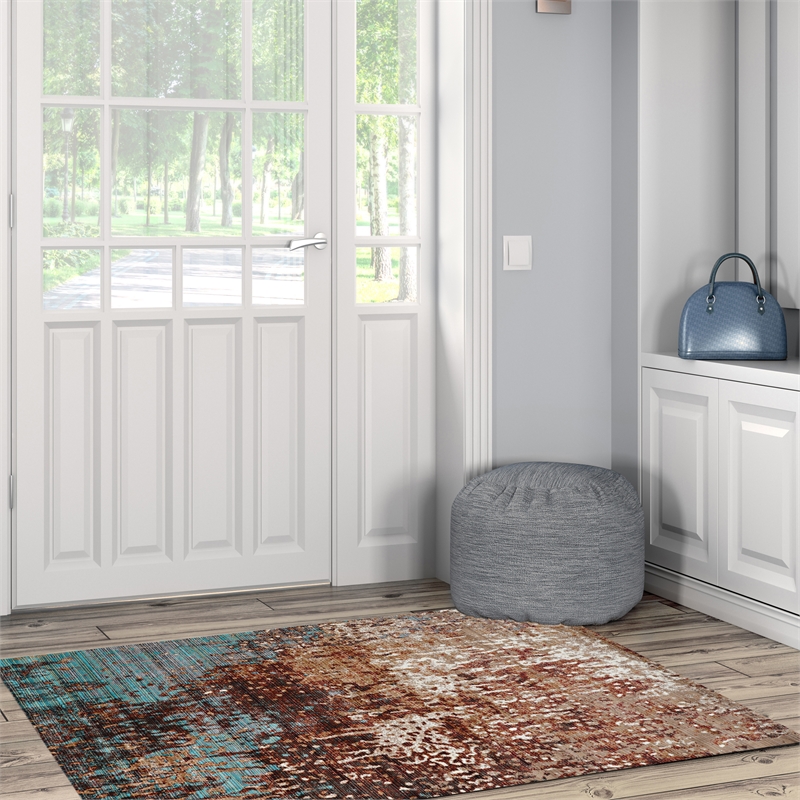 Linon Emporium Forest Power Loomed Polypropylene 3'x5' Rug in Beige