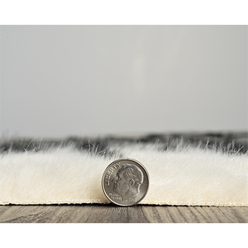 Linon Faux Hide Polyester Zebra Cowhide Area Rug in Ivory