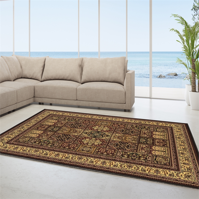 Linon McKinley Baktiyari Power Loomed Polypropylene 9' X 12' Rug in Red