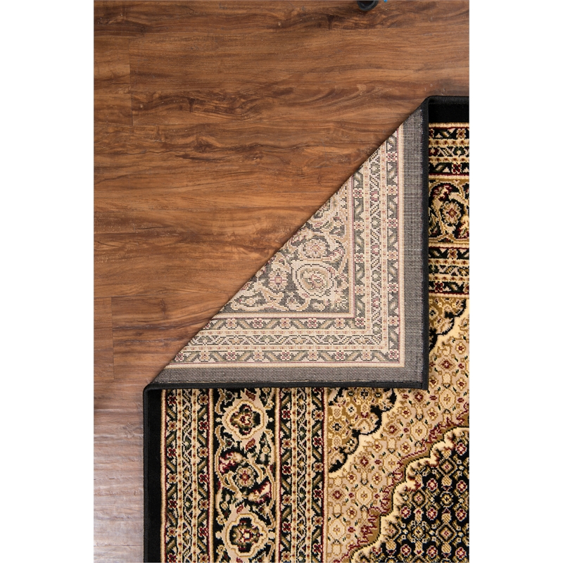 Linon McKinley Mahi Tabriz Power Loomed Polypropylene 9' X 12' Rug in Black