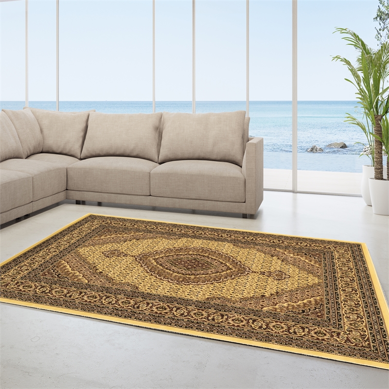 Linon McKinley Mahi Tabriz Power Loomed Polypropylene 9' X 12' Rug in Cream