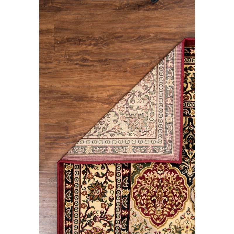 Linon McKinley Kerman Polypropylene 8' Square Area Rug in Red