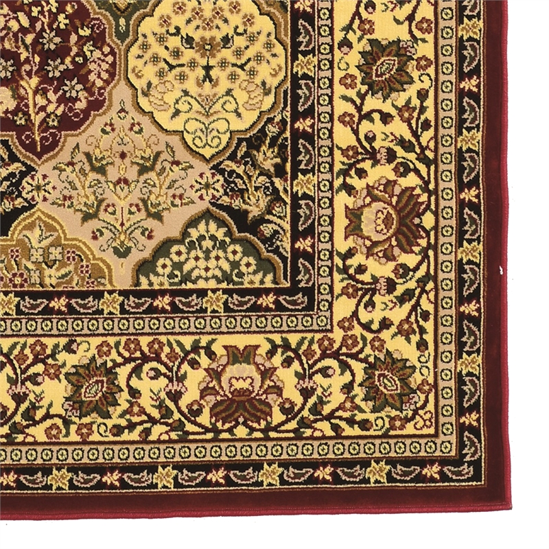 Linon McKinley Kerman Polypropylene 8' Square Area Rug in Red