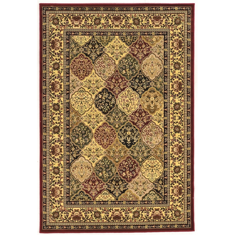Linon McKinley Kerman Polypropylene 8' Square Area Rug in Red