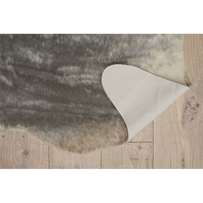 Linon Faux Hide Polyester Mix Cowhide Area Rug in Gray