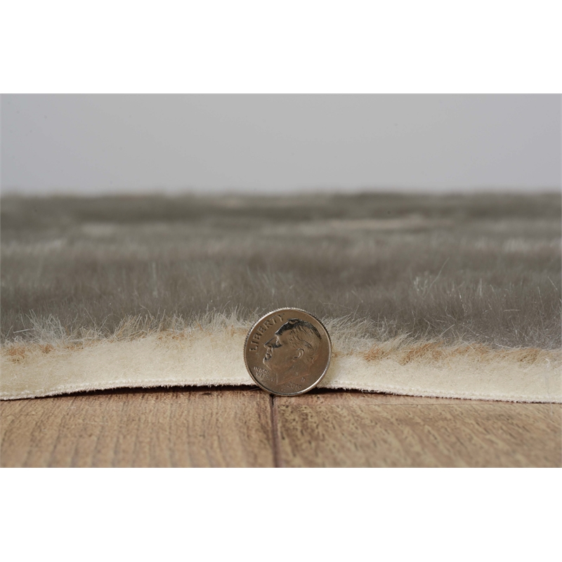 Linon Faux Hide Polyester Mix Cowhide Area Rug in Gray