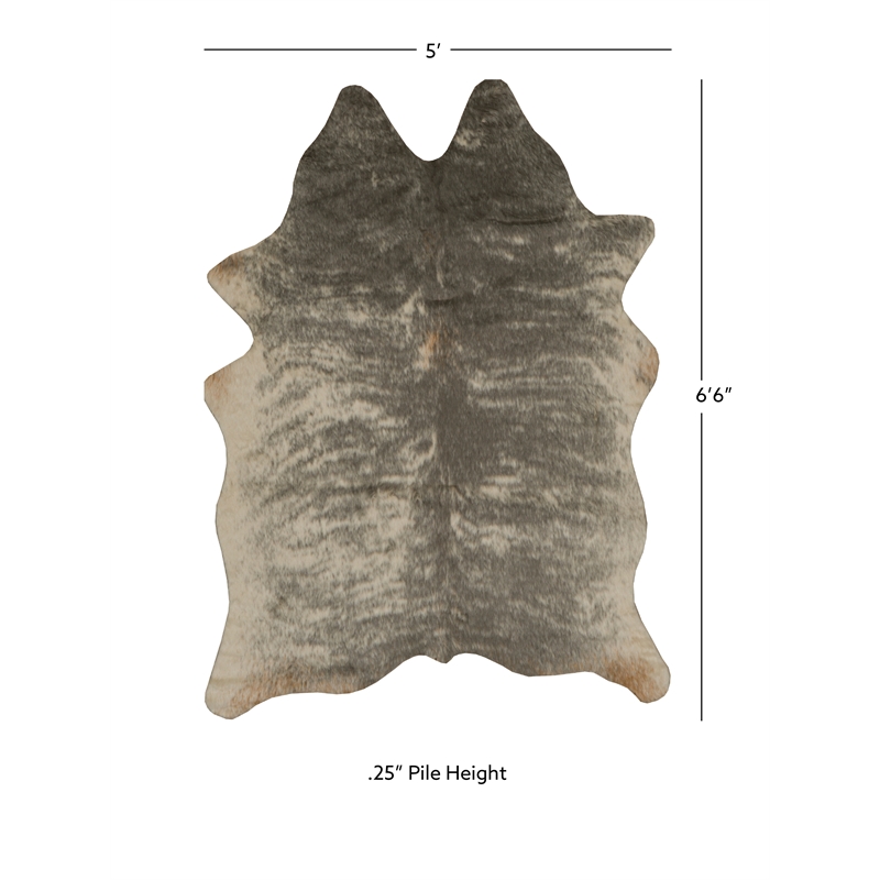 Linon Faux Hide Polyester Mix Cowhide Area Rug in Gray