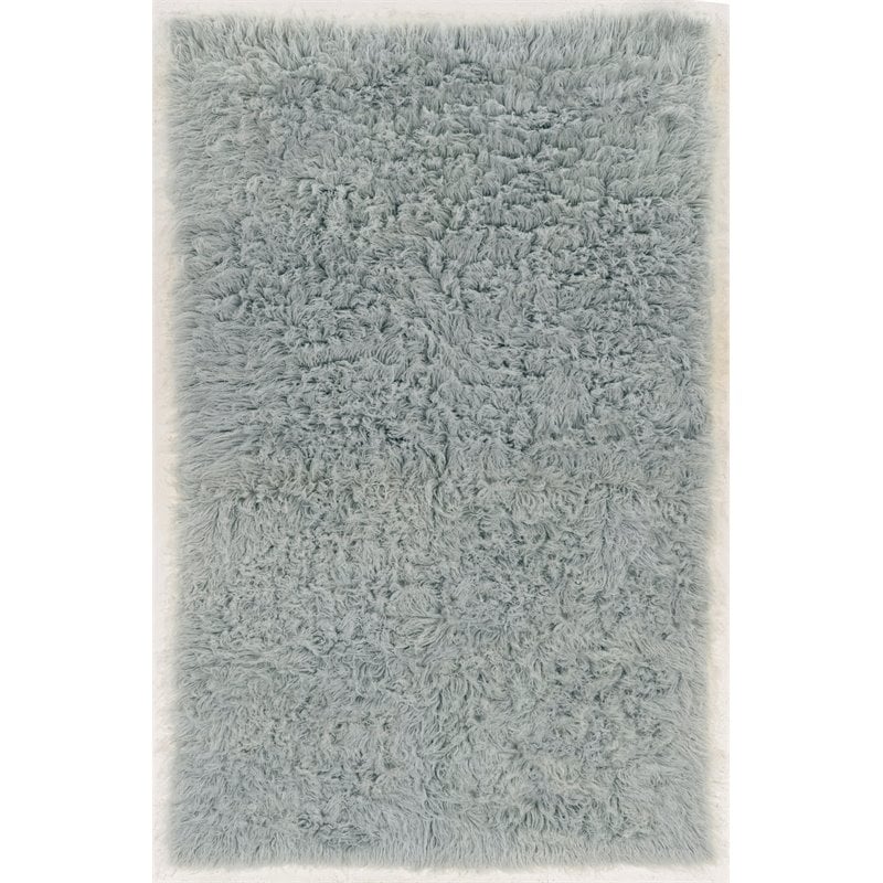 Linon New Flokati Hand Woven Wool 5'x8' Rug in Gray
