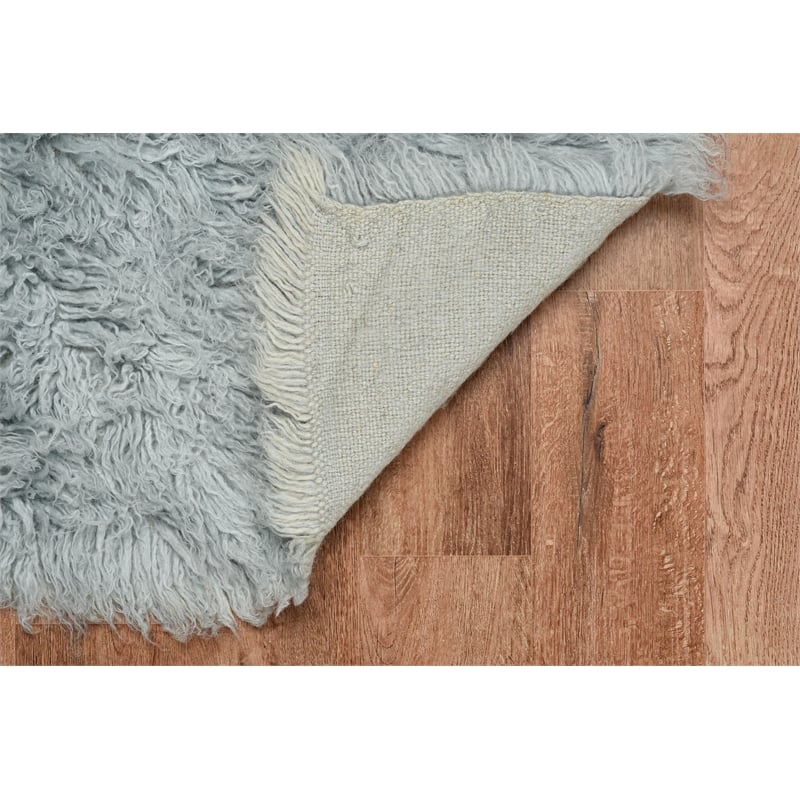 Linon New Flokati Hand Woven Wool 8'x10' Rug in Gray