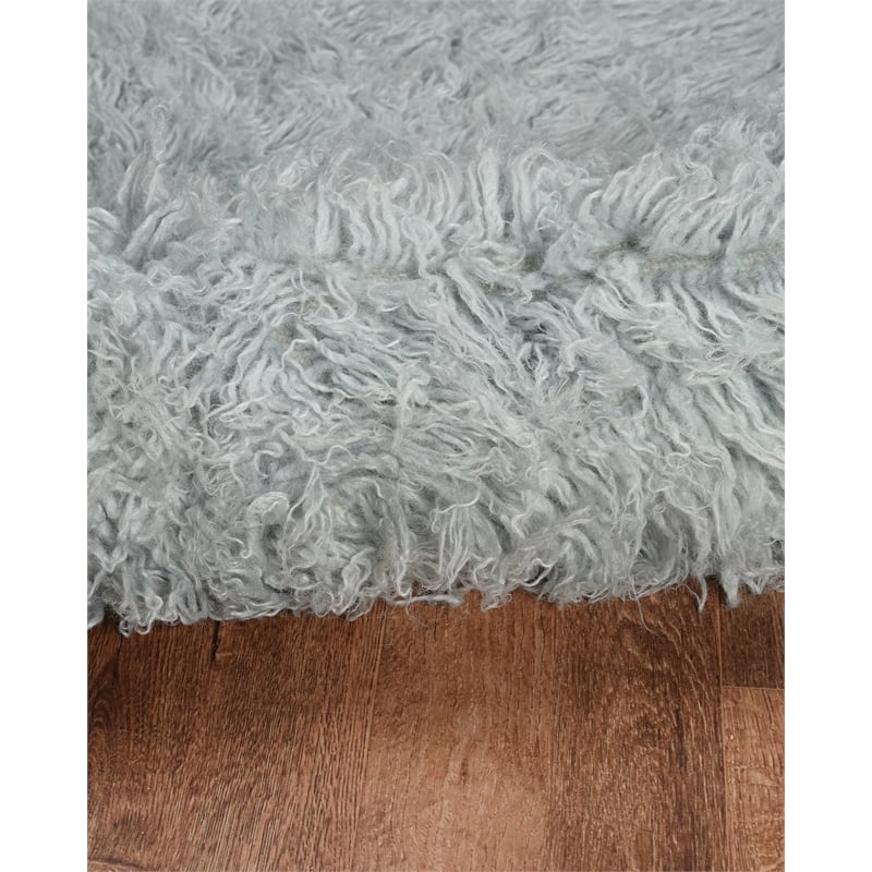 Linon New Flokati Hand Woven Wool 8'x10' Rug in Gray