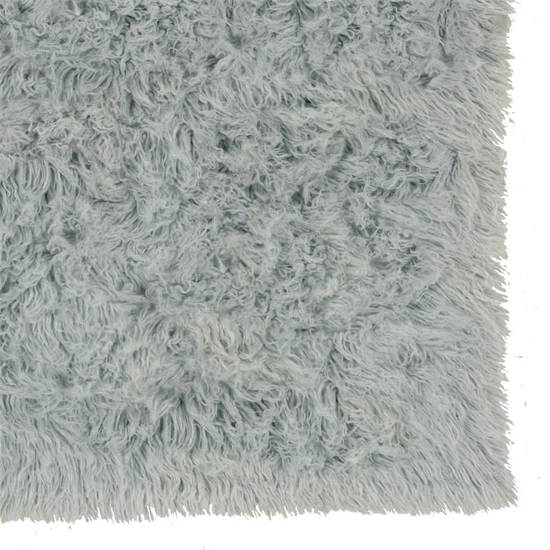Linon New Flokati Hand Woven Wool 8'R Rug in Gray