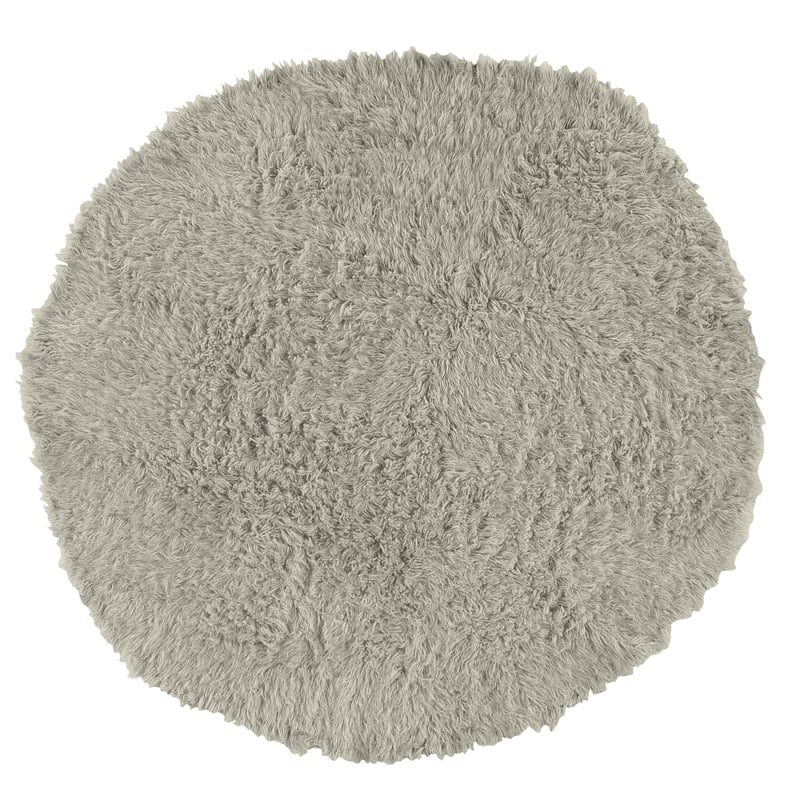 Linon New Flokati Hand Woven Wool 8'R Rug in Gray