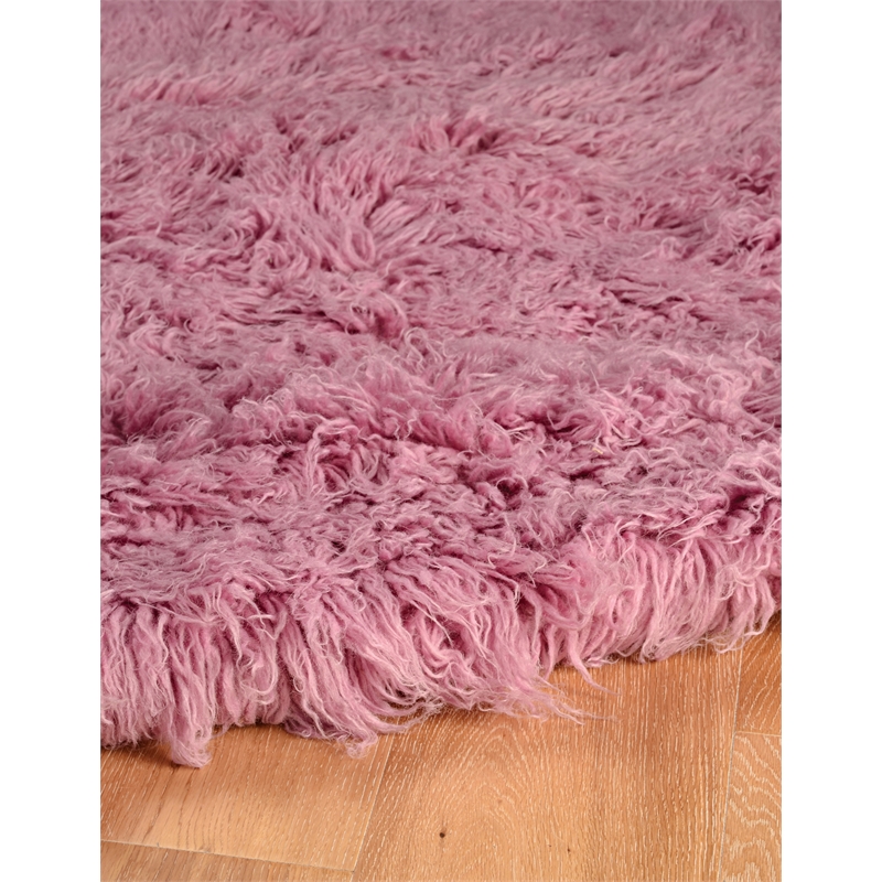 Linon New Flokati Hand Woven Wool 8'x10' Rug in Lilac Purple