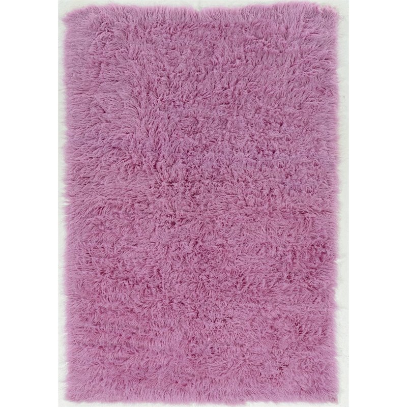 Linon New Flokati Hand Woven Wool 8'x10' Rug in Lilac Purple
