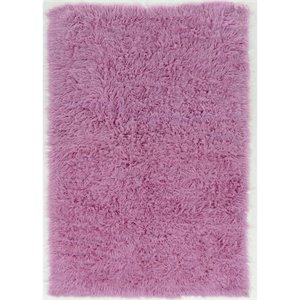 Linon New Flokati Hand Woven Wool 8'x10' Rug in Lilac Purple