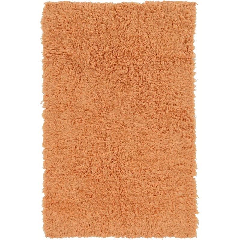 Linon New Flokati Hand Woven Wool 5'x8' Rug in Sherbet Orange