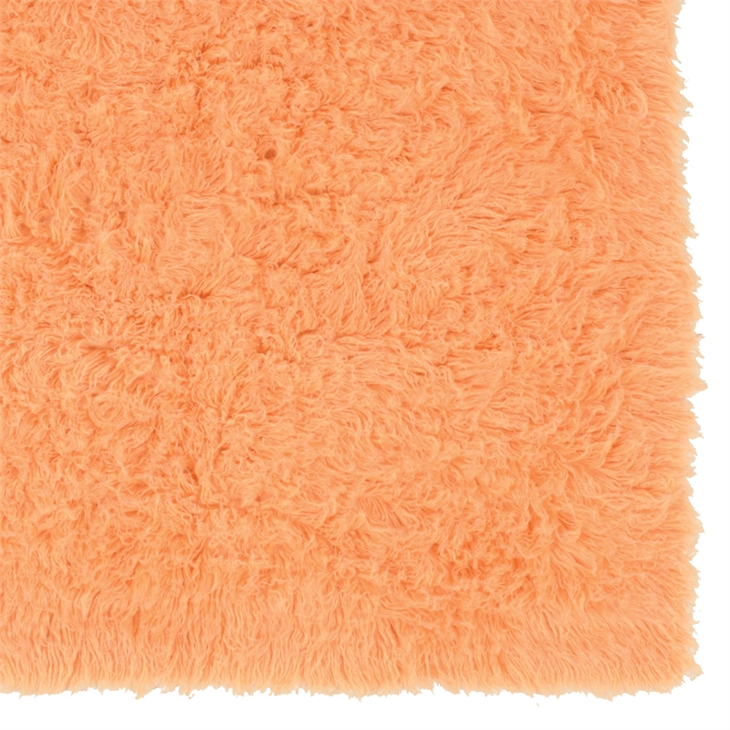 Linon New Flokati Hand Woven Wool 5'x8' Rug in Sherbet Orange