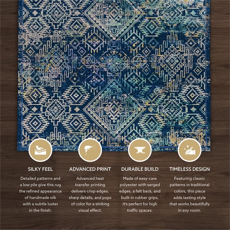 Linon Emerald Duluth Woven Microfiber Polyester 2'2