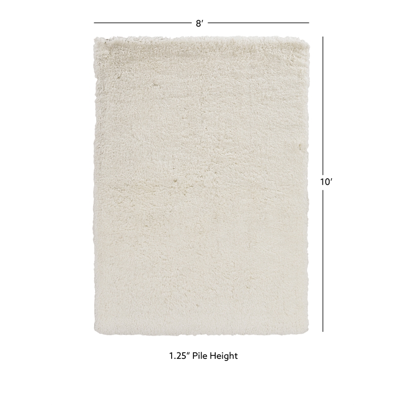 Linon Luxe Plush Shag Hand Tufted Polyester 8'x10' Rug in White