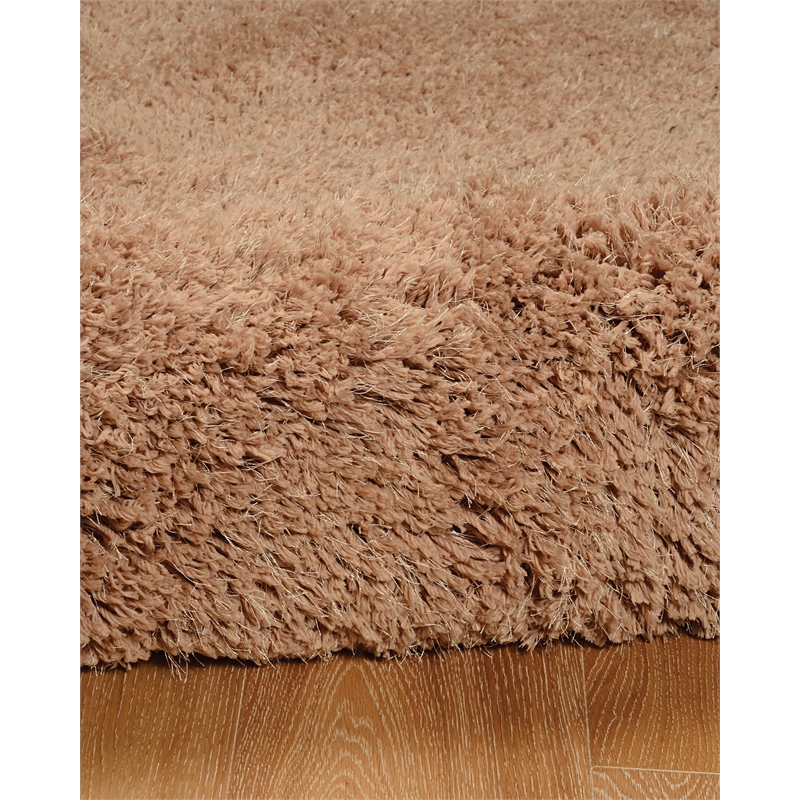 Linon Luxe Plush Shag Hand Tufted Polyester 5'x7' Rug in Sand