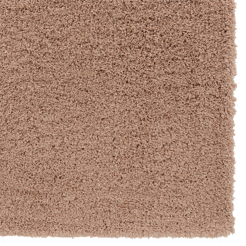 Linon Luxe Plush Shag Hand Tufted Polyester 5'x7' Rug in Sand
