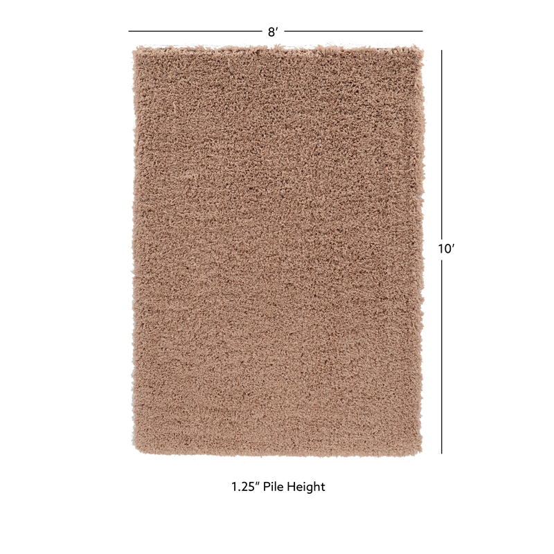 Linon Luxe Plush Shag Hand Tufted Polyester 8'x10' Rug in Sand Brown