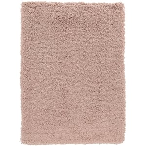 Linon Luxe Plush Shag Hand Tufted Polyester 8'x10' Rug in Blush Pink