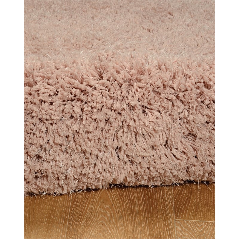 Linon Luxe Plush Shag Hand Tufted Polyester 8'x10' Rug in Blush Pink