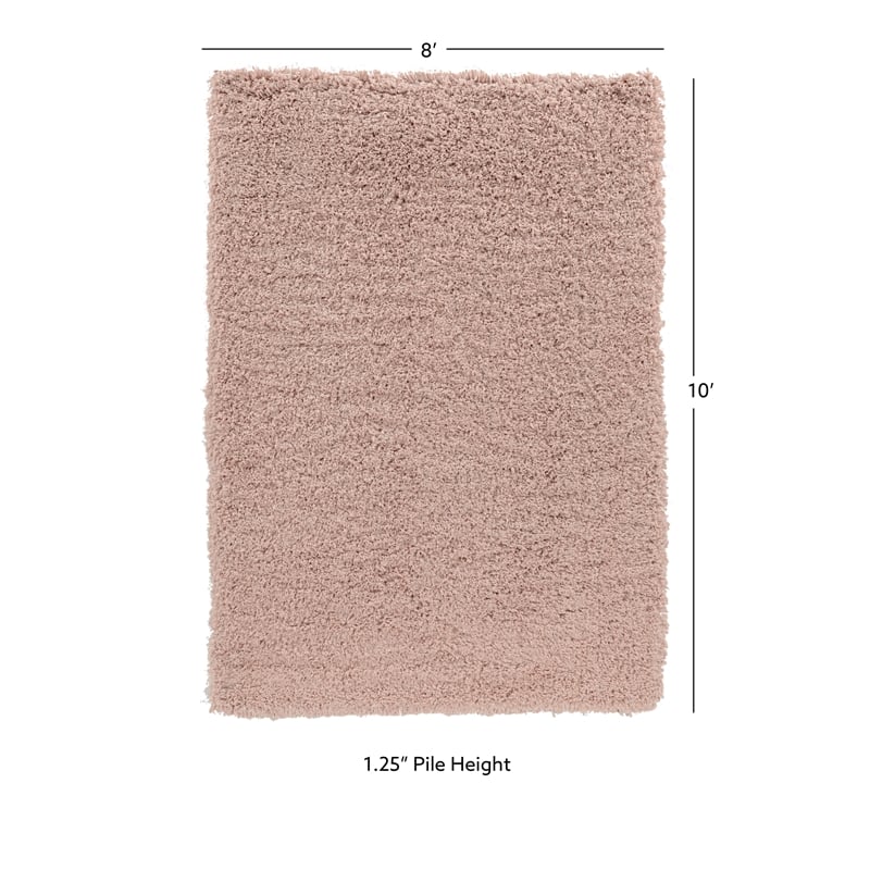 Linon Luxe Plush Shag Hand Tufted Polyester 8'x10' Rug in Blush Pink